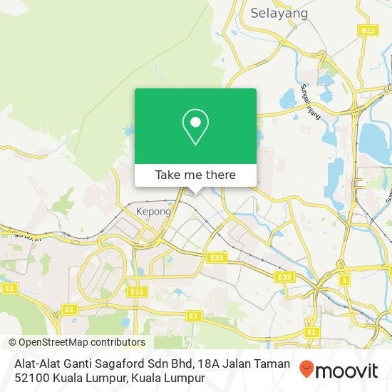 Peta Alat-Alat Ganti Sagaford Sdn Bhd, 18A Jalan Taman 52100 Kuala Lumpur