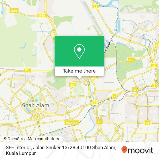 Peta SFE Interior, Jalan Snuker 13 / 28 40100 Shah Alam