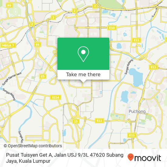 Pusat Tuisyen Get A, Jalan USJ 9 / 3L 47620 Subang Jaya map