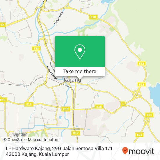 Peta LF Hardware Kajang, 29G Jalan Sentosa Villa 1 / 1 43000 Kajang