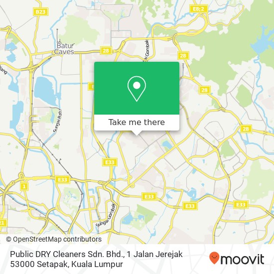 Peta Public DRY Cleaners Sdn. Bhd., 1 Jalan Jerejak 53000 Setapak