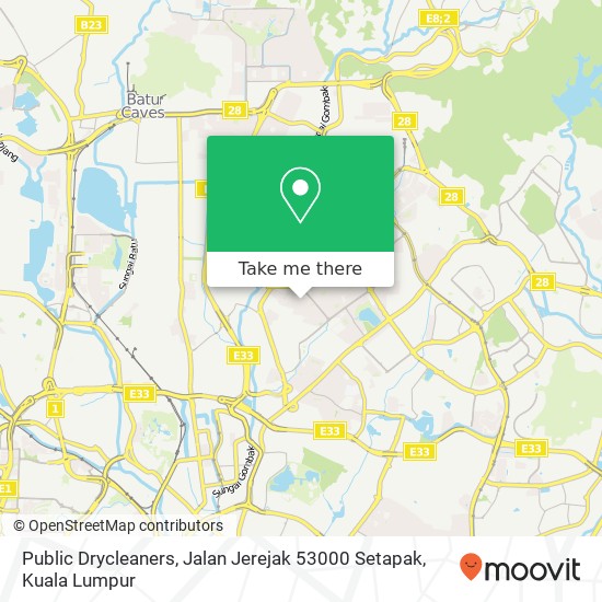 Peta Public Drycleaners, Jalan Jerejak 53000 Setapak