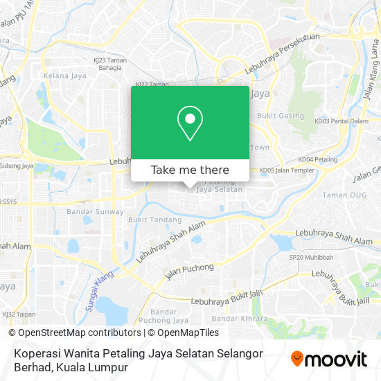 Koperasi Wanita Petaling Jaya Selatan Selangor Berhad map