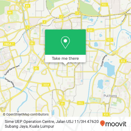 Peta Sime UEP Operation Centre, Jalan USJ 11 / 3H 47620 Subang Jaya