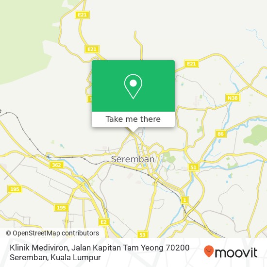 Klinik Mediviron, Jalan Kapitan Tam Yeong 70200 Seremban map