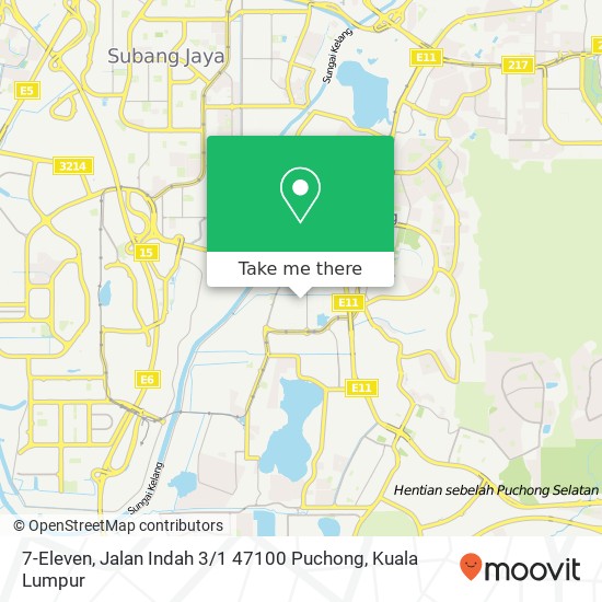 Peta 7-Eleven, Jalan Indah 3 / 1 47100 Puchong