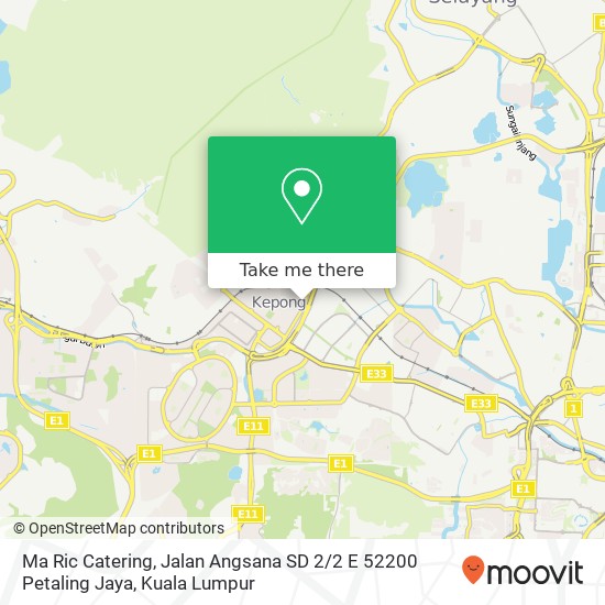Peta Ma Ric Catering, Jalan Angsana SD 2 / 2 E 52200 Petaling Jaya