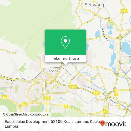 Peta Raco, Jalan Development 52100 Kuala Lumpur