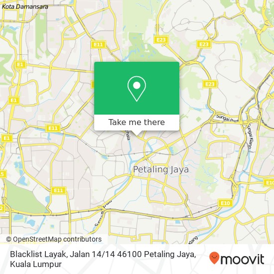 Peta Blacklist Layak, Jalan 14 / 14 46100 Petaling Jaya