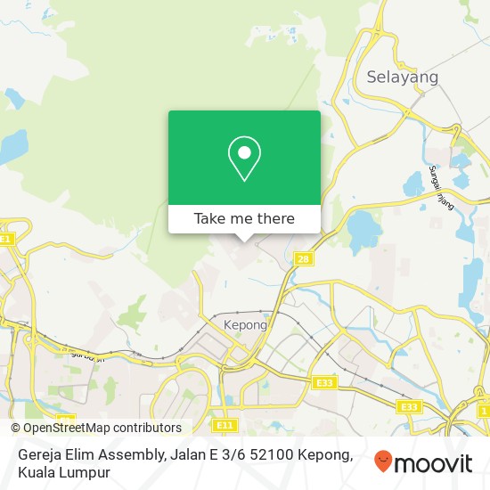 Peta Gereja Elim Assembly, Jalan E 3 / 6 52100 Kepong