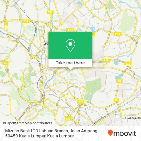Peta Mizuho Bank LTD Labuan Branch, Jalan Ampang 50450 Kuala Lumpur