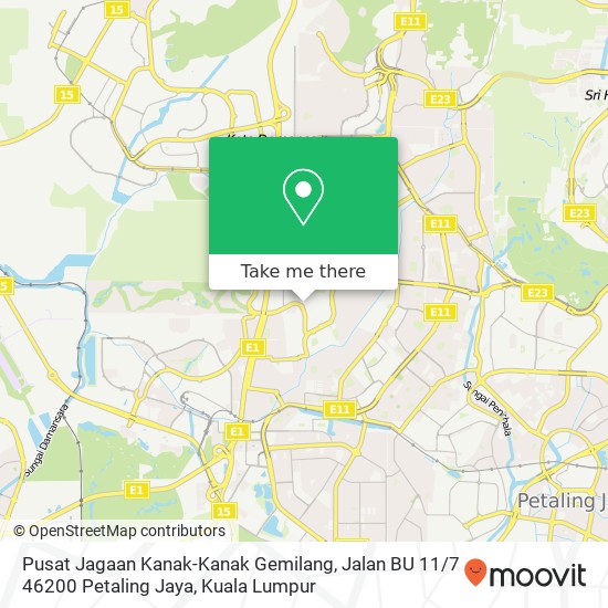 Pusat Jagaan Kanak-Kanak Gemilang, Jalan BU 11 / 7 46200 Petaling Jaya map