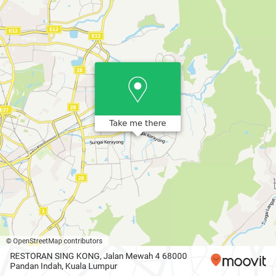 RESTORAN SING KONG, Jalan Mewah 4 68000 Pandan Indah map