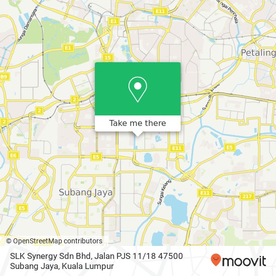 Peta SLK Synergy Sdn Bhd, Jalan PJS 11 / 18 47500 Subang Jaya