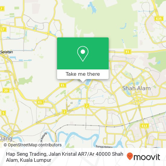 Peta Hap Seng Trading, Jalan Kristal AR7 / Ar 40000 Shah Alam