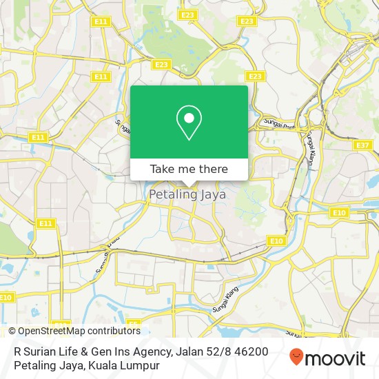 Peta R Surian Life & Gen Ins Agency, Jalan 52 / 8 46200 Petaling Jaya