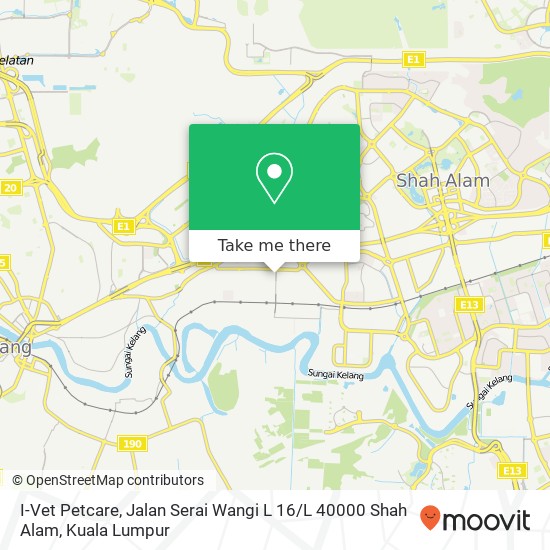 Peta I-Vet Petcare, Jalan Serai Wangi L 16 / L 40000 Shah Alam
