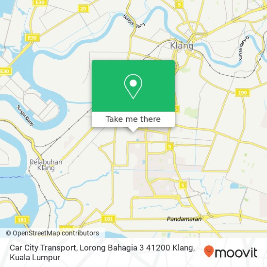 Peta Car City Transport, Lorong Bahagia 3 41200 Klang