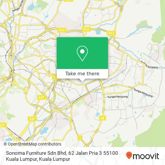 Sonoma Furniture Sdn Bhd, 62 Jalan Pria 3 55100 Kuala Lumpur map