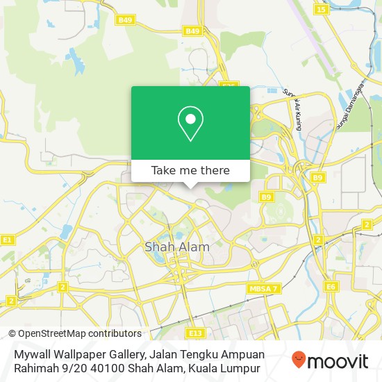 Peta Mywall Wallpaper Gallery, Jalan Tengku Ampuan Rahimah 9 / 20 40100 Shah Alam