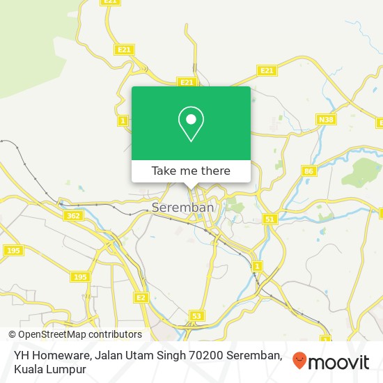 YH Homeware, Jalan Utam Singh 70200 Seremban map