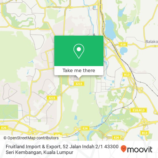 Peta Fruitland Import & Export, 52 Jalan Indah 2 / 1 43300 Seri Kembangan