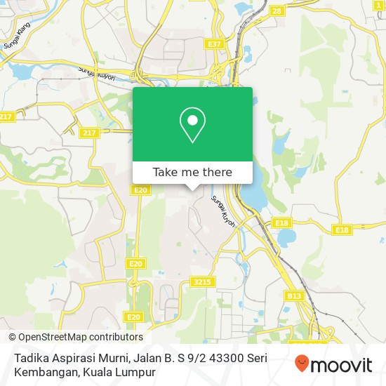 Peta Tadika Aspirasi Murni, Jalan B. S 9 / 2 43300 Seri Kembangan