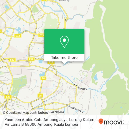 Peta Yasmeen Arabic Cafe Ampang Jaya, Lorong Kolam Air Lama B 68000 Ampang
