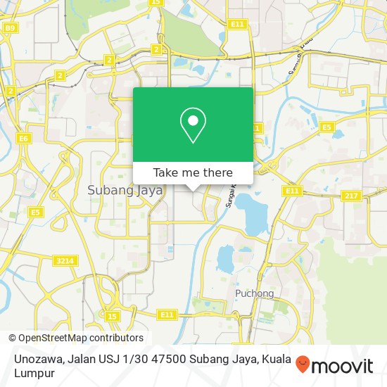 Peta Unozawa, Jalan USJ 1 / 30 47500 Subang Jaya