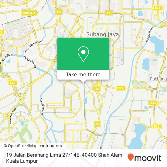 Peta 19 Jalan Beranang Lima 27 / 14E, 40400 Shah Alam
