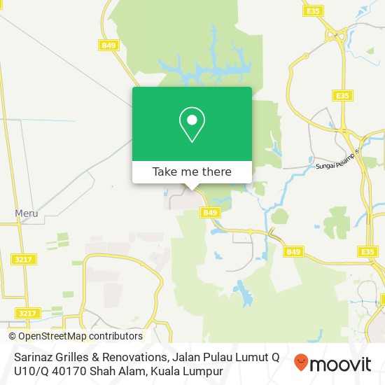 Peta Sarinaz Grilles & Renovations, Jalan Pulau Lumut Q U10 / Q 40170 Shah Alam