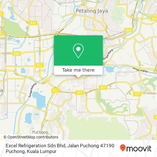 Peta Excel Refrigeration Sdn Bhd, Jalan Puchong 47190 Puchong