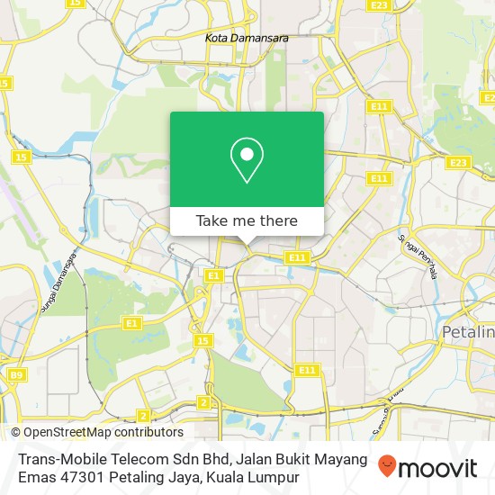 Trans-Mobile Telecom Sdn Bhd, Jalan Bukit Mayang Emas 47301 Petaling Jaya map