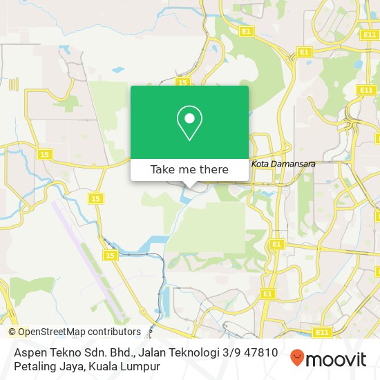 Peta Aspen Tekno Sdn. Bhd., Jalan Teknologi 3 / 9 47810 Petaling Jaya