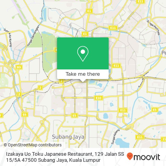 Izakaya Uo Toku Japanese Restaurant, 129 Jalan SS 15 / 5A 47500 Subang Jaya map