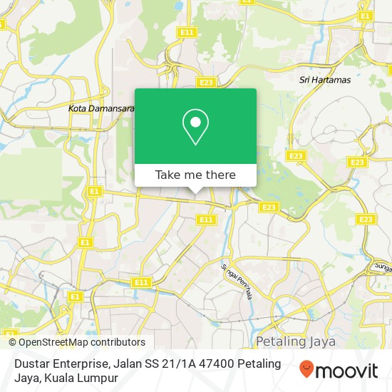 Peta Dustar Enterprise, Jalan SS 21 / 1A 47400 Petaling Jaya