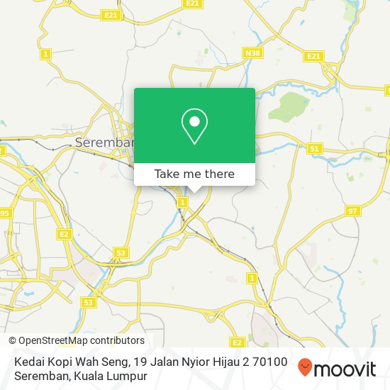 Kedai Kopi Wah Seng, 19 Jalan Nyior Hijau 2 70100 Seremban map