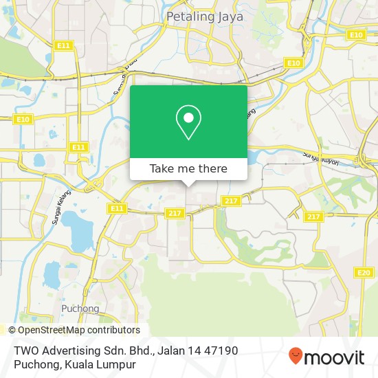 TWO Advertising Sdn. Bhd., Jalan 14 47190 Puchong map