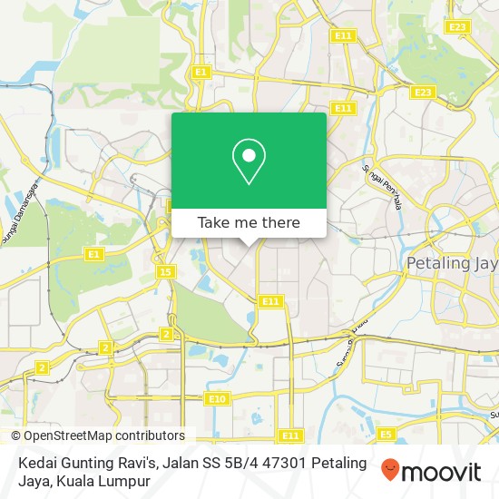 Kedai Gunting Ravi's, Jalan SS 5B / 4 47301 Petaling Jaya map