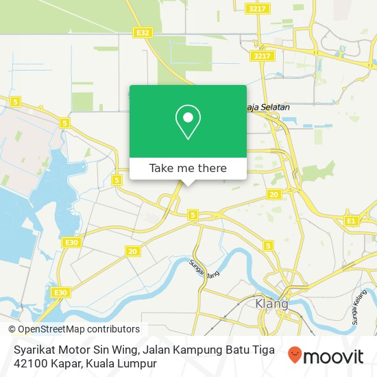 Syarikat Motor Sin Wing, Jalan Kampung Batu Tiga 42100 Kapar map