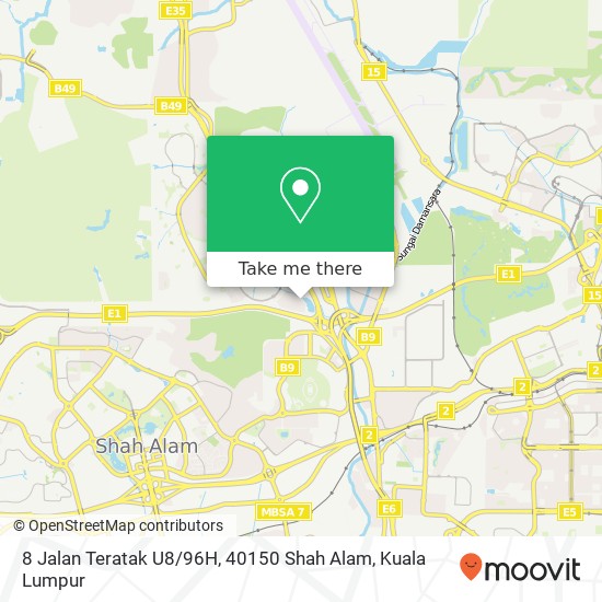 Peta 8 Jalan Teratak U8 / 96H, 40150 Shah Alam