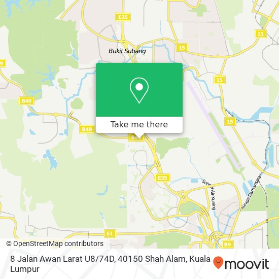 Peta 8 Jalan Awan Larat U8 / 74D, 40150 Shah Alam