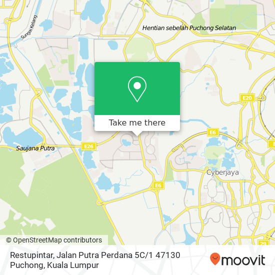 Peta Restupintar, Jalan Putra Perdana 5C / 1 47130 Puchong