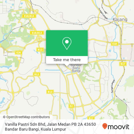 Peta Vanilla Pastri Sdn Bhd, Jalan Medan PB 2A 43650 Bandar Baru Bangi