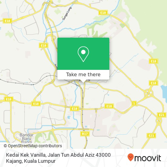 Peta Kedai Kek Vanilla, Jalan Tun Abdul Aziz 43000 Kajang