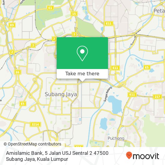 Peta Amislamic Bank, 5 Jalan USJ Sentral 2 47500 Subang Jaya