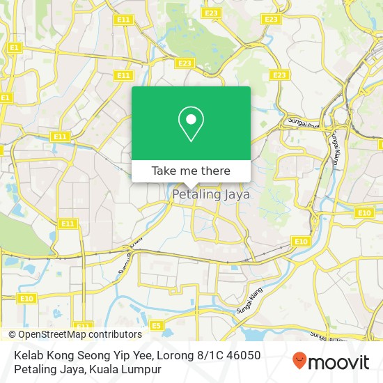 Kelab Kong Seong Yip Yee, Lorong 8 / 1C 46050 Petaling Jaya map
