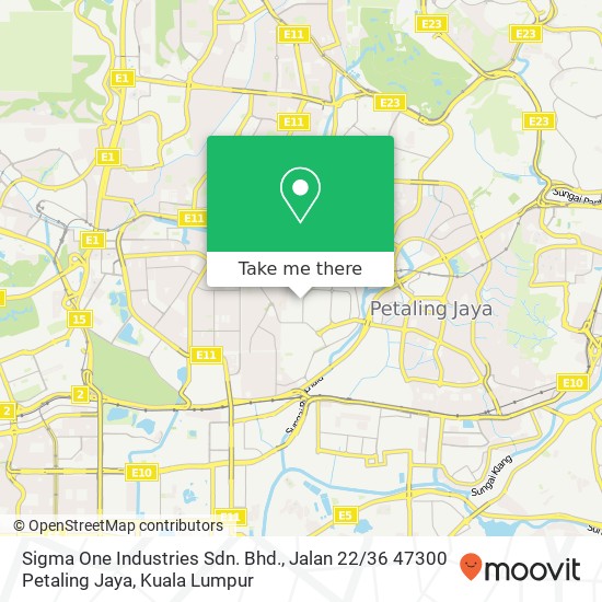 Peta Sigma One Industries Sdn. Bhd., Jalan 22 / 36 47300 Petaling Jaya