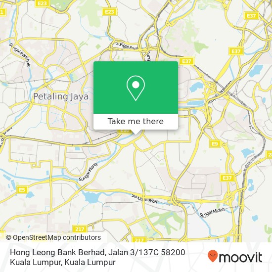 Peta Hong Leong Bank Berhad, Jalan 3 / 137C 58200 Kuala Lumpur
