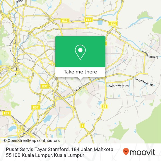 Peta Pusat Servis Tayar Stamford, 184 Jalan Mahkota 55100 Kuala Lumpur
